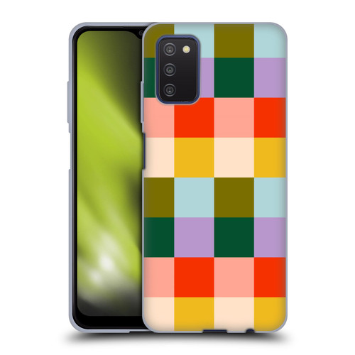 Gabriela Thomeu Retro Checkered Rainbow Vibe Soft Gel Case for Samsung Galaxy A03s (2021)