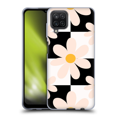 Gabriela Thomeu Retro Black & White Checkered Daisies Soft Gel Case for Samsung Galaxy A12 (2020)