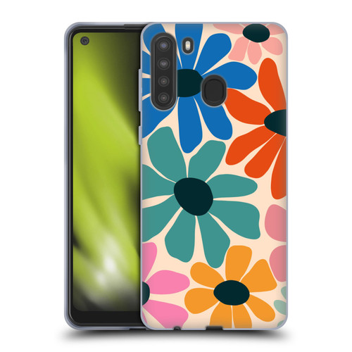 Gabriela Thomeu Retro Fun Floral Rainbow Color Soft Gel Case for Samsung Galaxy A21 (2020)