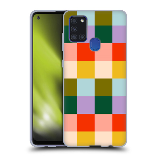 Gabriela Thomeu Retro Checkered Rainbow Vibe Soft Gel Case for Samsung Galaxy A21s (2020)