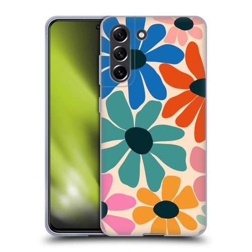 Gabriela Thomeu Retro Fun Floral Rainbow Color Soft Gel Case for Samsung Galaxy S21 FE 5G