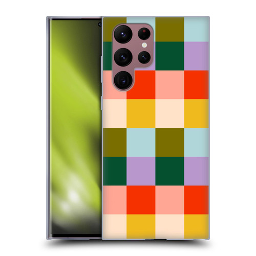 Gabriela Thomeu Retro Checkered Rainbow Vibe Soft Gel Case for Samsung Galaxy S22 Ultra 5G