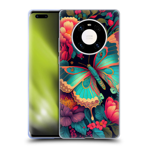 JK Stewart Art Butterfly And Flowers Soft Gel Case for Huawei Mate 40 Pro 5G