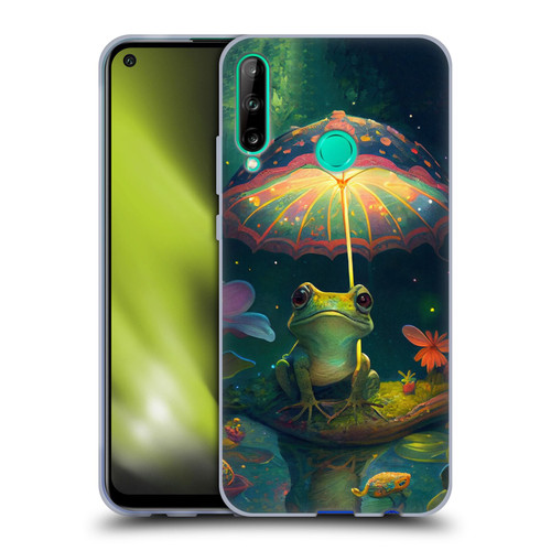 JK Stewart Art Frog With Umbrella Soft Gel Case for Huawei P40 lite E