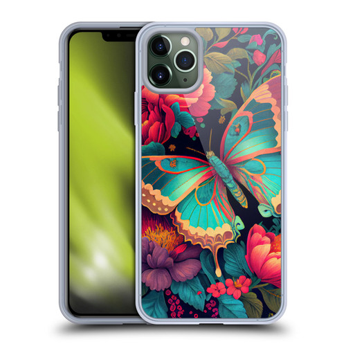 JK Stewart Art Butterfly And Flowers Soft Gel Case for Apple iPhone 11 Pro Max