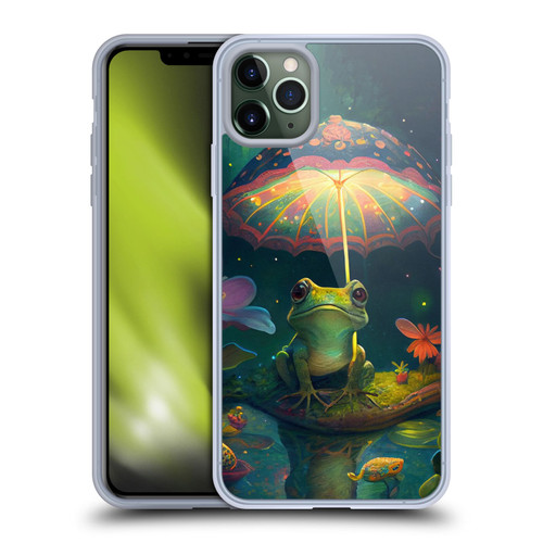 JK Stewart Art Frog With Umbrella Soft Gel Case for Apple iPhone 11 Pro Max
