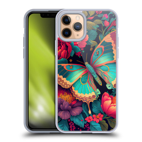 JK Stewart Art Butterfly And Flowers Soft Gel Case for Apple iPhone 11 Pro