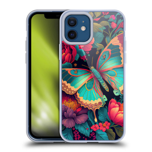 JK Stewart Art Butterfly And Flowers Soft Gel Case for Apple iPhone 12 / iPhone 12 Pro