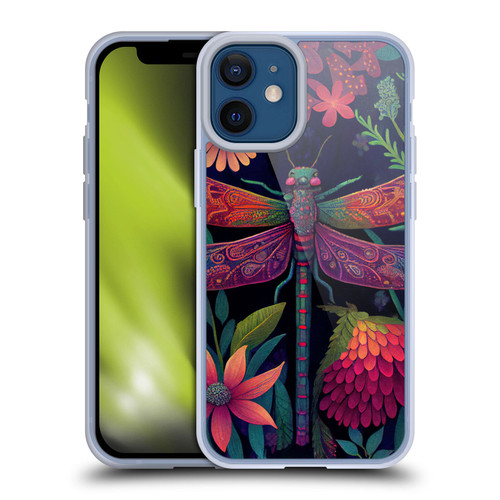 JK Stewart Art Dragonfly Purple Soft Gel Case for Apple iPhone 12 Mini
