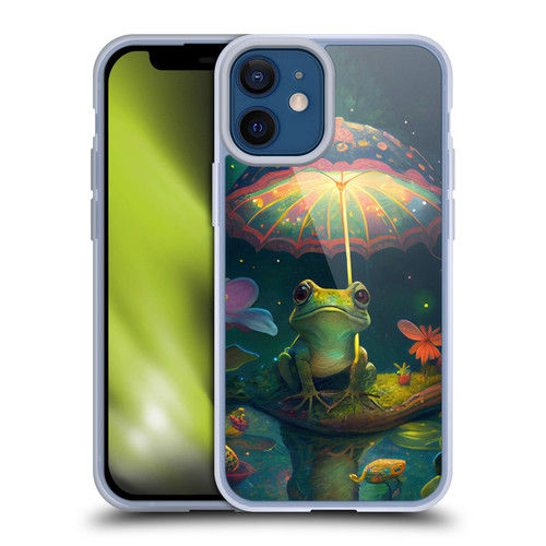 JK Stewart Art Frog With Umbrella Soft Gel Case for Apple iPhone 12 Mini