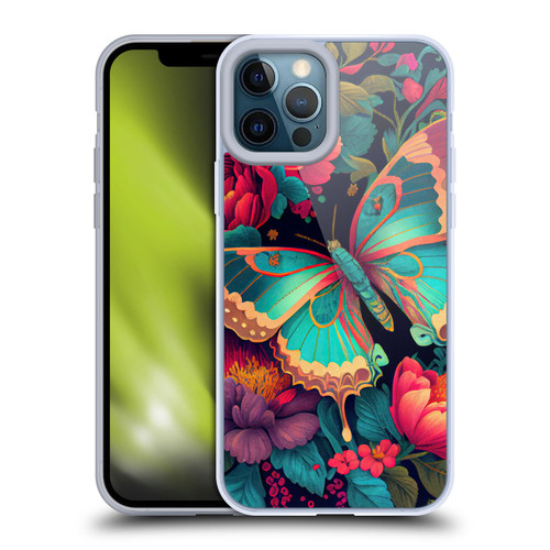 JK Stewart Art Butterfly And Flowers Soft Gel Case for Apple iPhone 12 Pro Max