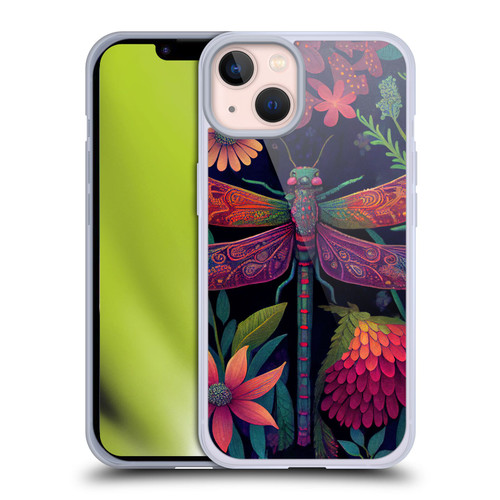 JK Stewart Art Dragonfly Purple Soft Gel Case for Apple iPhone 13