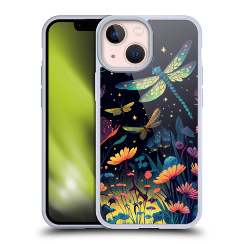 JK Stewart Art Dragonflies In Night Garden Soft Gel Case for Apple iPhone 13 Mini