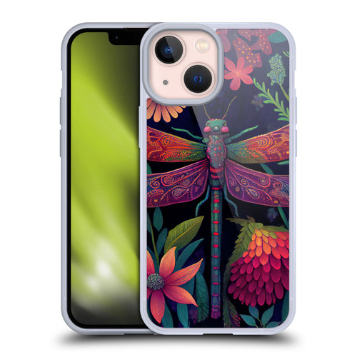 JK Stewart Art Dragonfly Purple Soft Gel Case for Apple iPhone 13 Mini