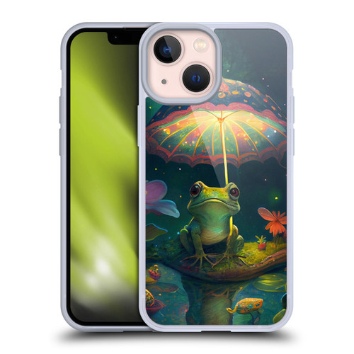 JK Stewart Art Frog With Umbrella Soft Gel Case for Apple iPhone 13 Mini