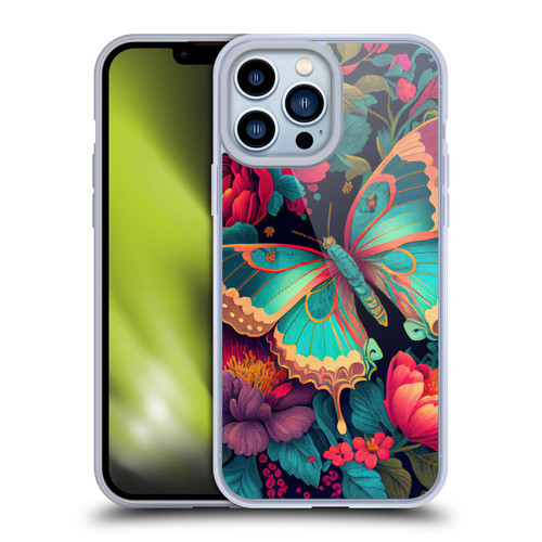 JK Stewart Art Butterfly And Flowers Soft Gel Case for Apple iPhone 13 Pro Max