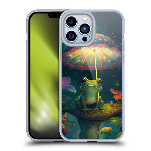 JK Stewart Art Frog With Umbrella Soft Gel Case for Apple iPhone 13 Pro Max