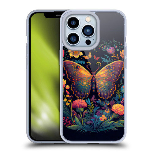 JK Stewart Art Butterfly In Night Garden Soft Gel Case for Apple iPhone 13 Pro