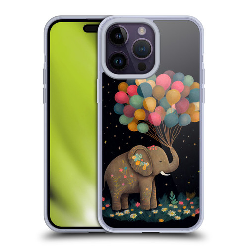 JK Stewart Art Elephant Holding Balloon Soft Gel Case for Apple iPhone 14 Pro Max