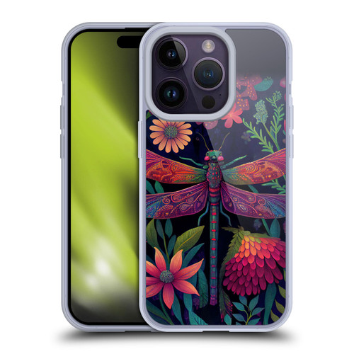 JK Stewart Art Dragonfly Purple Soft Gel Case for Apple iPhone 14 Pro