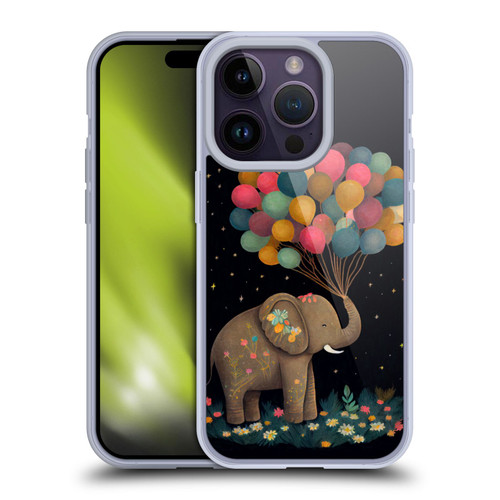 JK Stewart Art Elephant Holding Balloon Soft Gel Case for Apple iPhone 14 Pro