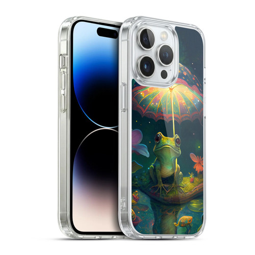 JK Stewart Art Frog With Umbrella Soft Gel Case for Apple iPhone 14 Pro