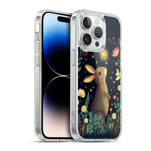 JK Stewart Art Rabbit Catching Falling Star Soft Gel Case for Apple iPhone 14 Pro