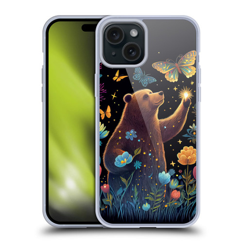 JK Stewart Art Bear Reaching Up Soft Gel Case for Apple iPhone 15 Plus