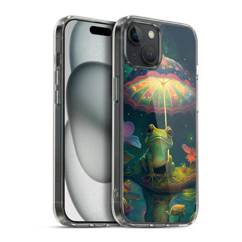 JK Stewart Art Frog With Umbrella Soft Gel Case for Apple iPhone 15 Plus