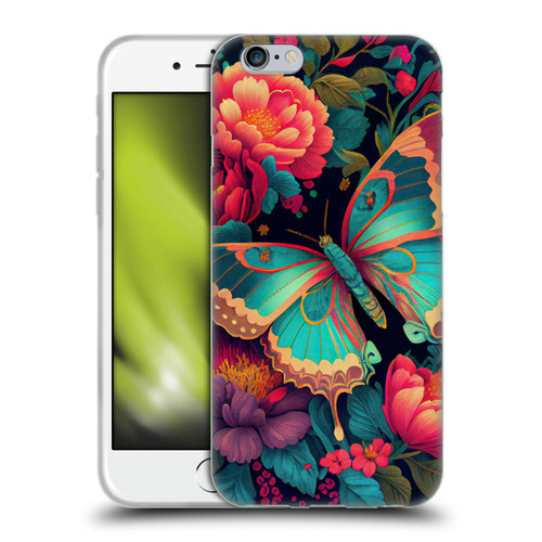 JK Stewart Art Butterfly And Flowers Soft Gel Case for Apple iPhone 6 / iPhone 6s
