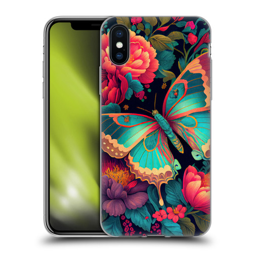 JK Stewart Art Butterfly And Flowers Soft Gel Case for Apple iPhone X / iPhone XS