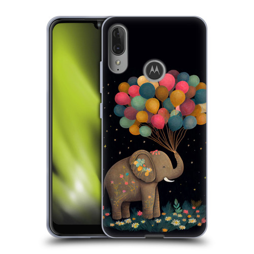 JK Stewart Art Elephant Holding Balloon Soft Gel Case for Motorola Moto E6 Plus