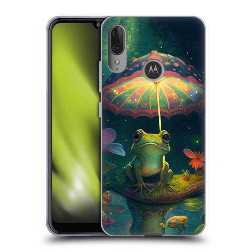 JK Stewart Art Frog With Umbrella Soft Gel Case for Motorola Moto E6 Plus