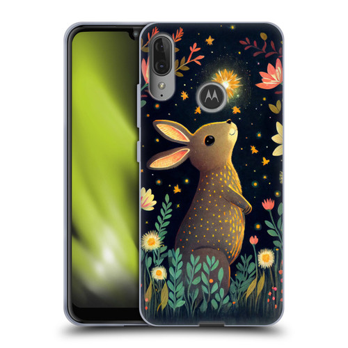 JK Stewart Art Rabbit Catching Falling Star Soft Gel Case for Motorola Moto E6 Plus