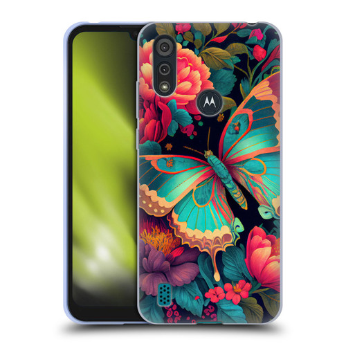 JK Stewart Art Butterfly And Flowers Soft Gel Case for Motorola Moto E6s (2020)