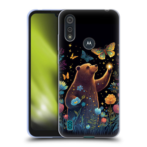 JK Stewart Art Bear Reaching Up Soft Gel Case for Motorola Moto E6s (2020)