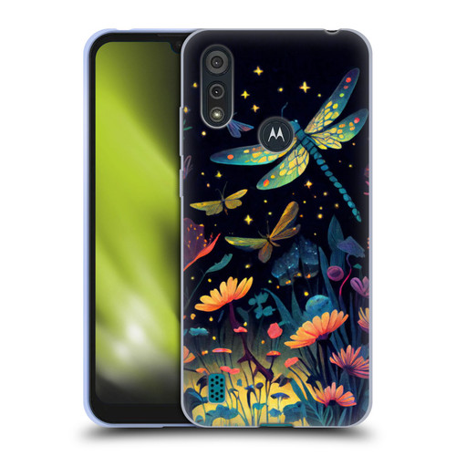 JK Stewart Art Dragonflies In Night Garden Soft Gel Case for Motorola Moto E6s (2020)