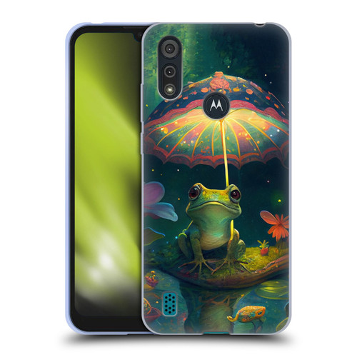 JK Stewart Art Frog With Umbrella Soft Gel Case for Motorola Moto E6s (2020)