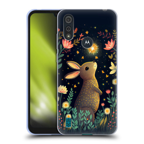 JK Stewart Art Rabbit Catching Falling Star Soft Gel Case for Motorola Moto E6s (2020)