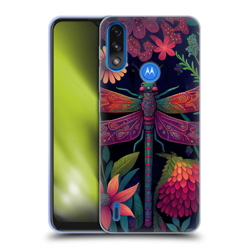 JK Stewart Art Dragonfly Purple Soft Gel Case for Motorola Moto E7 Power / Moto E7i Power
