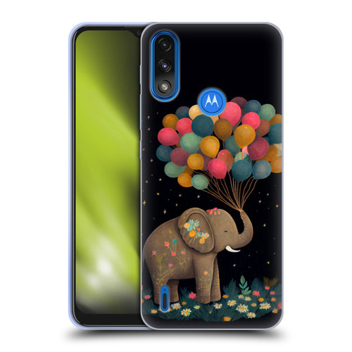 JK Stewart Art Elephant Holding Balloon Soft Gel Case for Motorola Moto E7 Power / Moto E7i Power