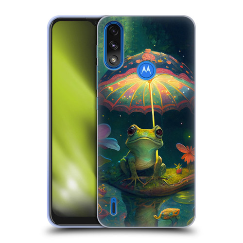 JK Stewart Art Frog With Umbrella Soft Gel Case for Motorola Moto E7 Power / Moto E7i Power