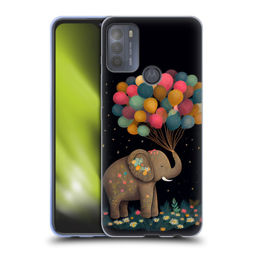 JK Stewart Art Elephant Holding Balloon Soft Gel Case for Motorola Moto G50