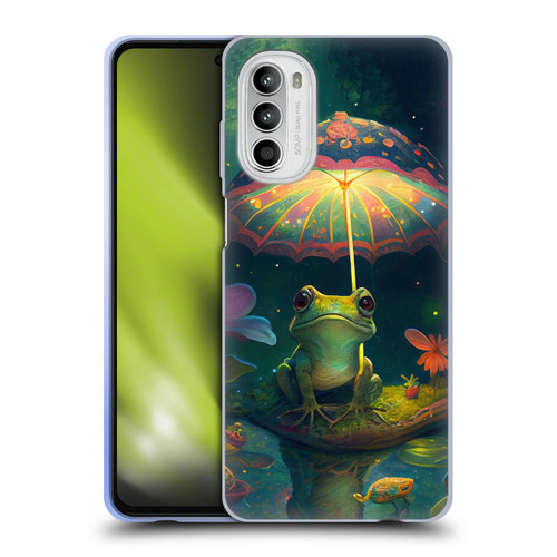 JK Stewart Art Frog With Umbrella Soft Gel Case for Motorola Moto G52