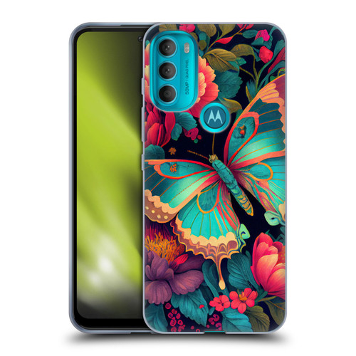 JK Stewart Art Butterfly And Flowers Soft Gel Case for Motorola Moto G71 5G