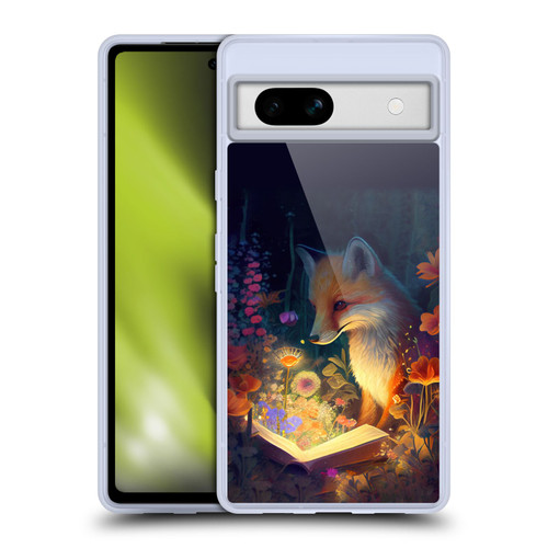 JK Stewart Art Fox Reading Soft Gel Case for Google Pixel 7a