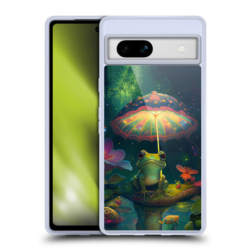 JK Stewart Art Frog With Umbrella Soft Gel Case for Google Pixel 7a