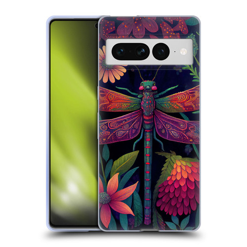 JK Stewart Art Dragonfly Purple Soft Gel Case for Google Pixel 7 Pro