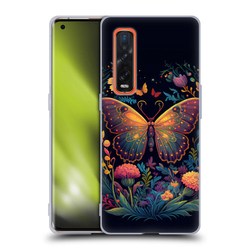 JK Stewart Art Butterfly In Night Garden Soft Gel Case for OPPO Find X2 Pro 5G