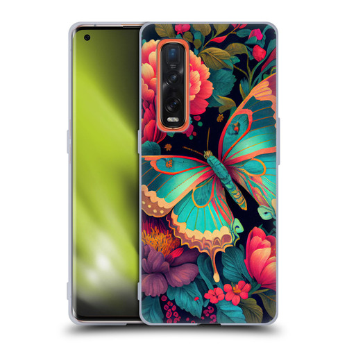 JK Stewart Art Butterfly And Flowers Soft Gel Case for OPPO Find X2 Pro 5G
